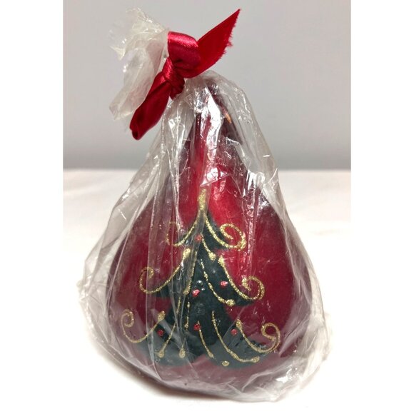 Christmas Tree Shaped Red Candle By Lord & Taylor In Decorative Wrap - Picture 1 of 3